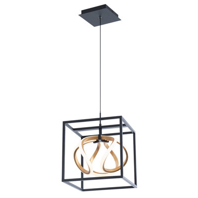 Luminaire suspendu à 1 lumière DEL de 10,25 po Sinclair en noir / feuille d'or 3000K