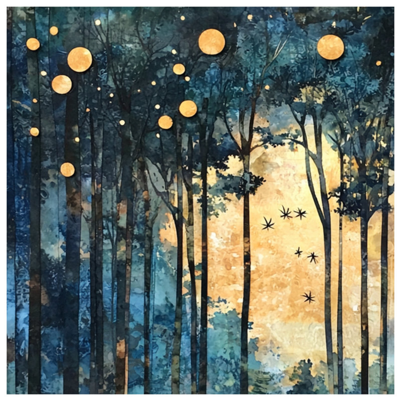 Couvertures de forêt abstraites au clair de lune, 60in W x 80in H
