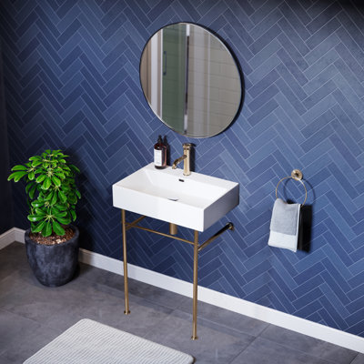 Claire 24 Ceramic Console Sink White Basin