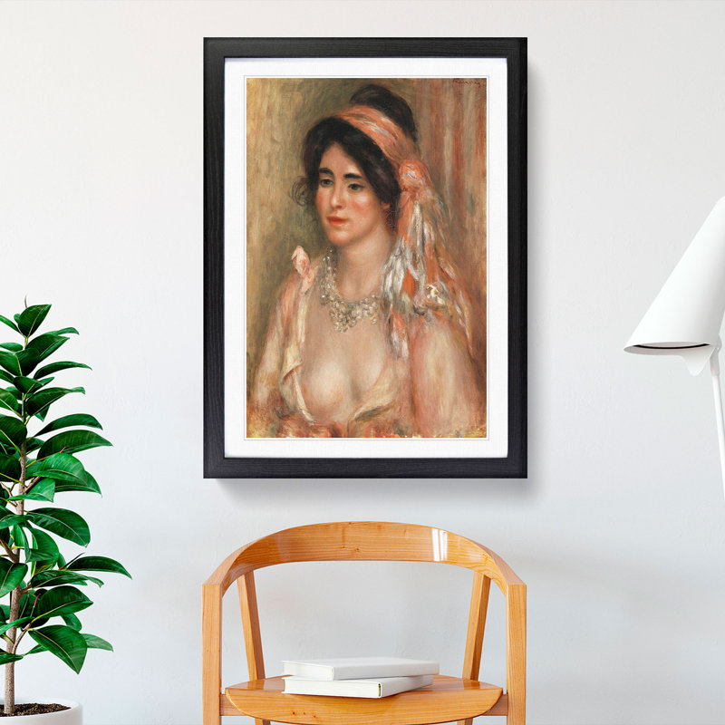 Woman with Black Hair by Pierre-Auguste Renoir - Picture Frame Painting, Black, 90cm H x 65cm W x 2cm D