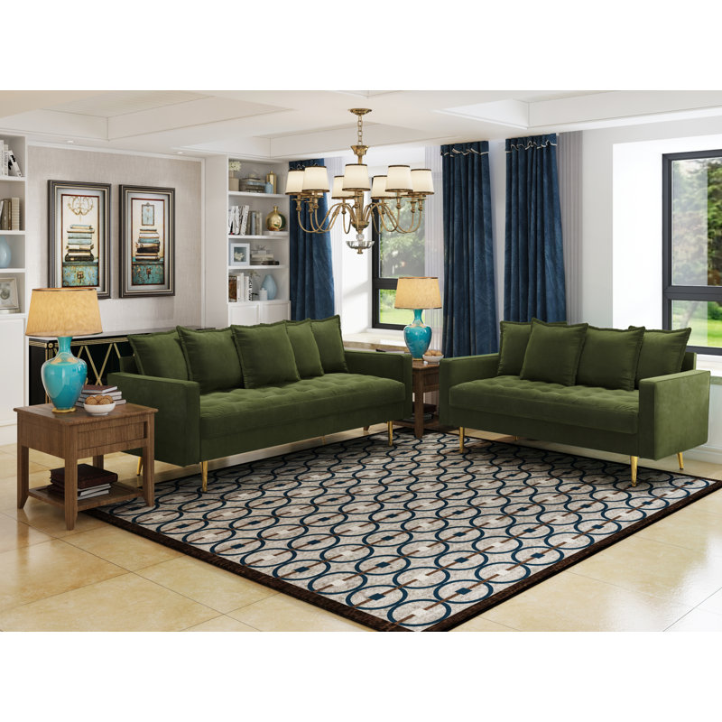 Madalinn 58'' Velvet Loveseat, Olive Green Velvet
