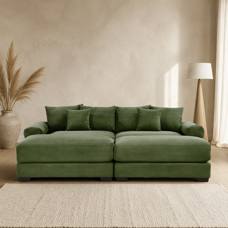 Canapé modulaire surdimensionné 82,6 po Cloud, Green Corduroy