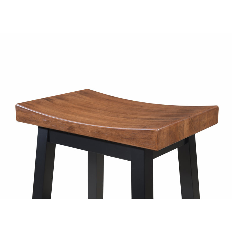Tabouret de bar LuXeo Lakewood, Siège noyer / structure noire, Hauteur de l'assise: 24 po