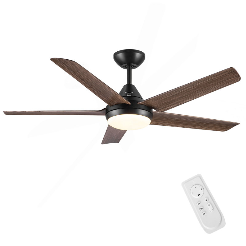 48 In Intergrated LED Ceiling Fan Lighting With Brown Wood Grain ABS Blade