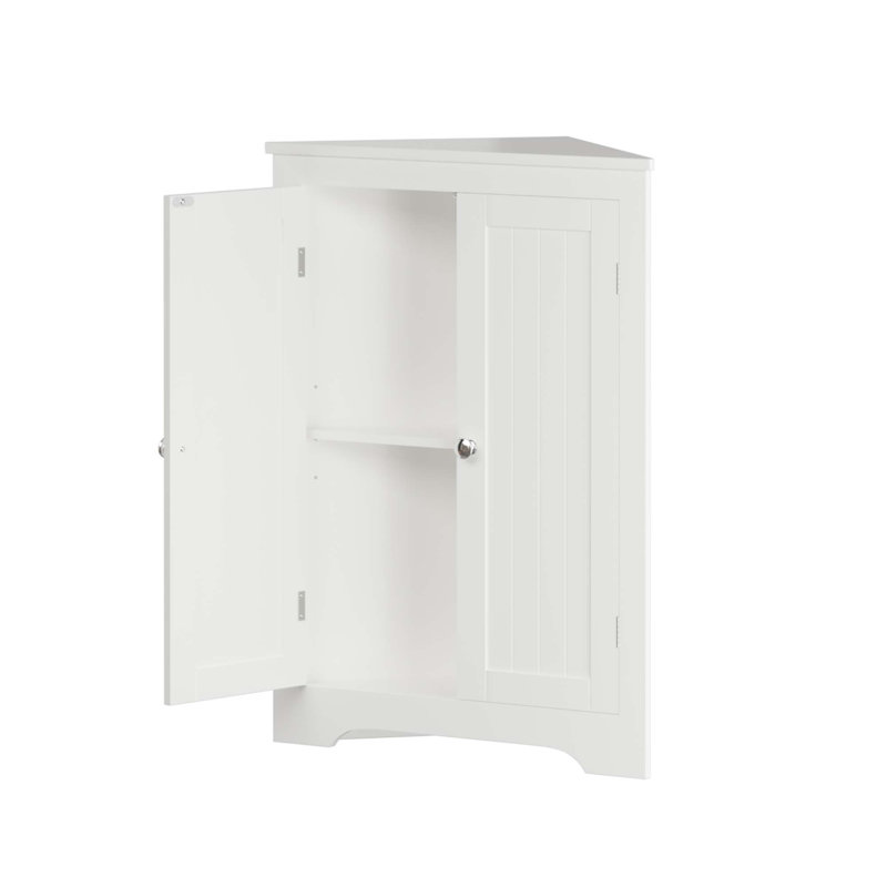 Floor Corner Cabinet With 2 Doors And Adjustable Shelves, Freestanding Narrow Cabinet Organizer, Corner Storage Cabinets For Bathroom, Kitchen, Living Room, Or Bedroom