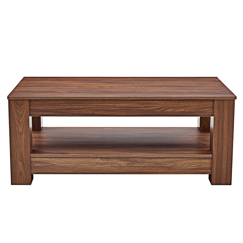Wood Coffee Table with Shelf, Walnut