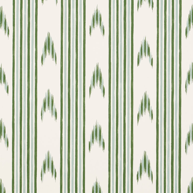 Schumacher x Mark D. Sikes Santa Barbara Ikat Wallpaper, Leaf Green
