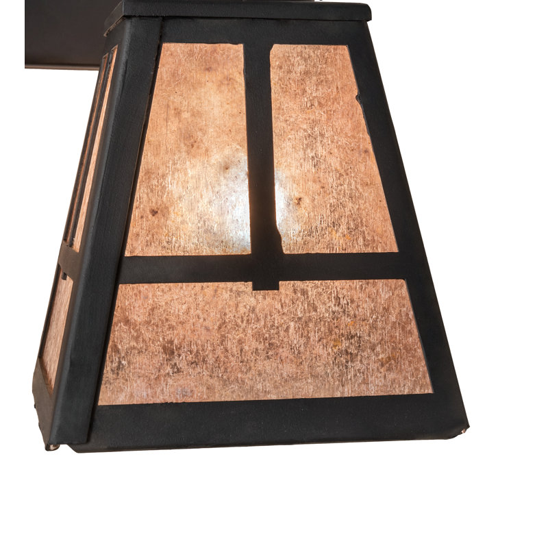 "T" Mission 3-Light Vanity Light, 10.25" H x 17" W x 8.5" D, Silver, Costello Black Hand Rubbed Iron