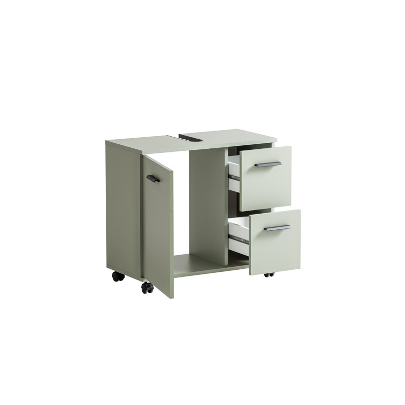 Hafley Bathroom Storage Cabinet, Pistachio/Matte Black