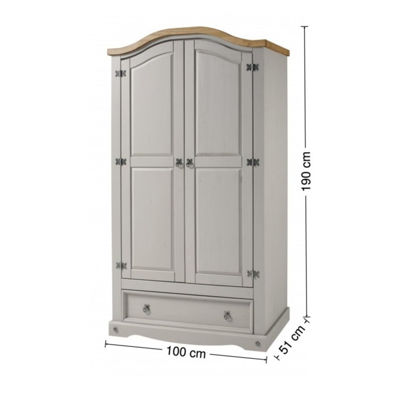 Bridewell 2 Door Wardrobe, Grey