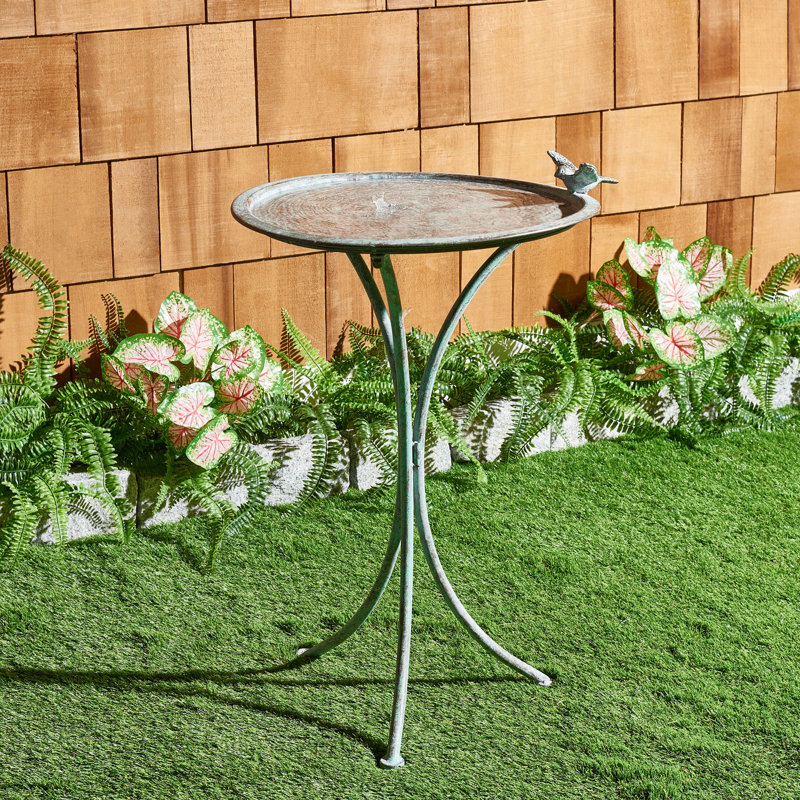Allison Metal Fountain Birdbath, Antique Green