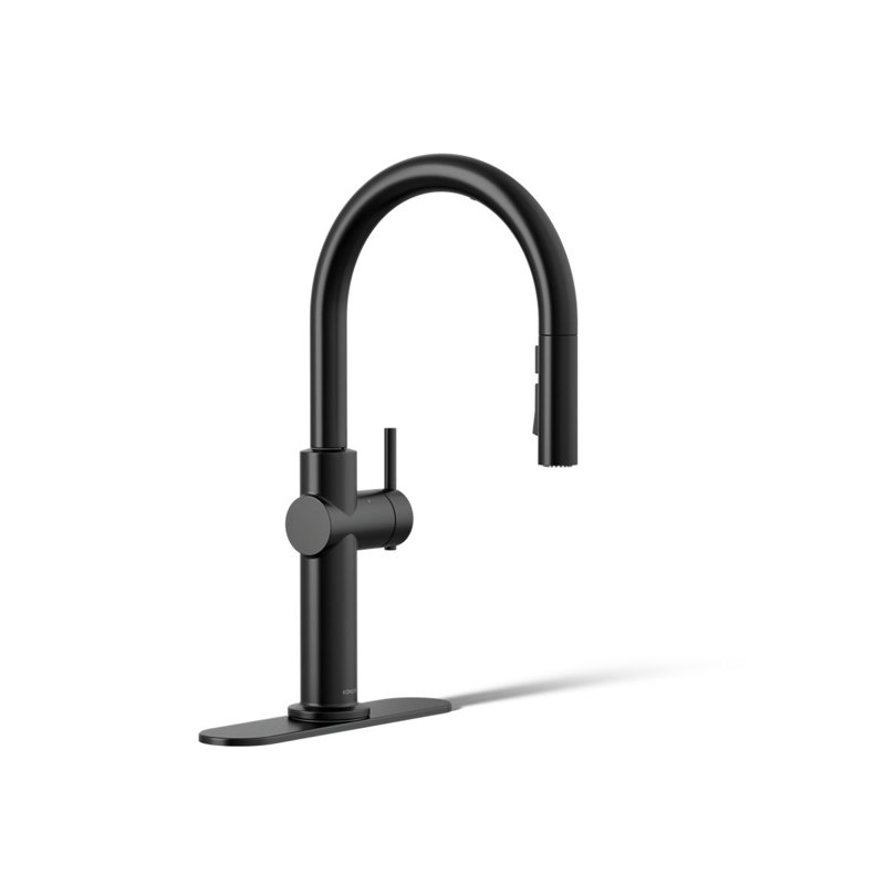 Crue Touchless Pull-Down Kitchen Sink Faucet with Voice Activation and Three-Function Sprayhead, Matte Black