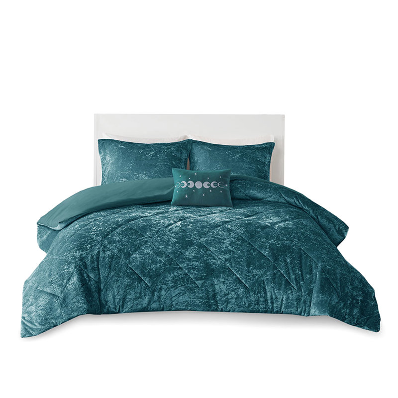 Housse de couette en velours Luxury, Housse de couette pour très grand lit + 2 taies d, Sarcelle