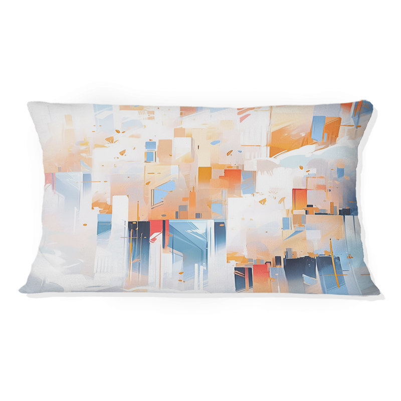 Coussin Peach Blue Symmetric Abstractions - Cubism