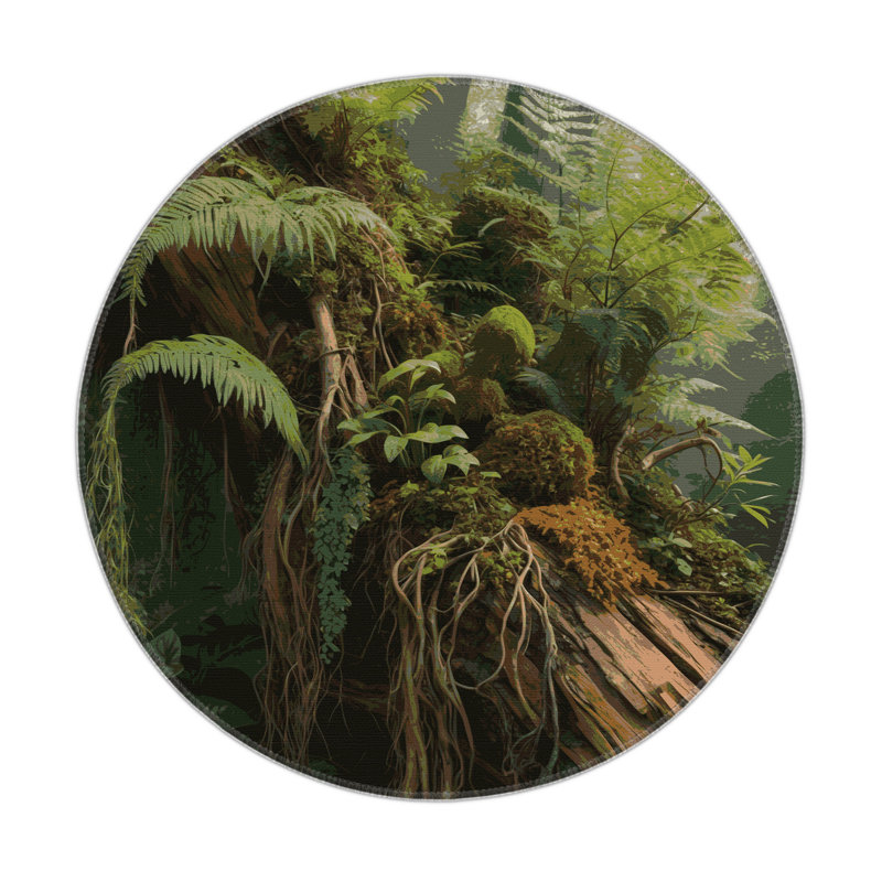Tapis d'intérieur et d'extérieur brun Nature, Rond 5 pi