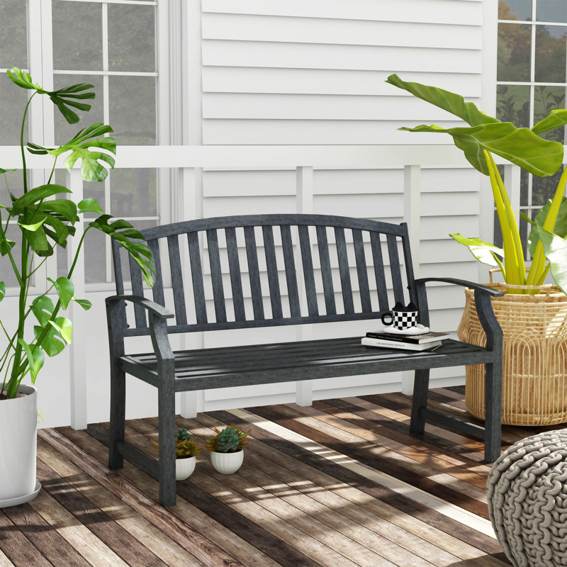 Banc de jardin extérieur Outsunny, banc en métal, meubles à lattes en bois pour patio, parc, porche, pelouse, cour, terrasse, banc de patio
