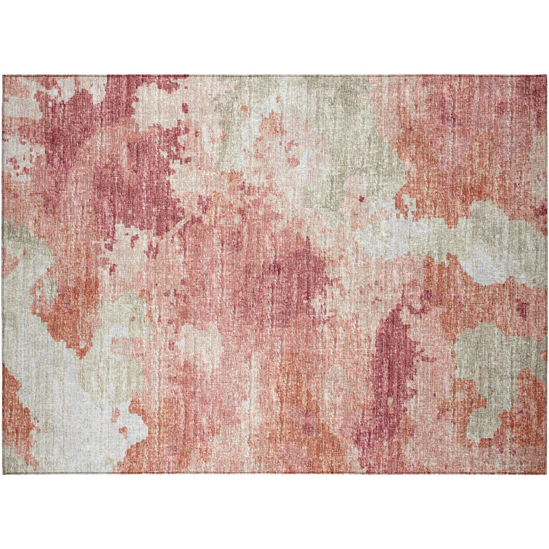 Washable Abstract Indoor / Outdoor Rug, Rectangle 1'8" x 2'6"