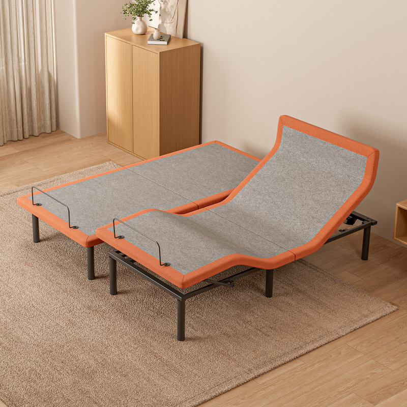 Structure de lit réglable avec inclinaison de l'oreiller, massage, télécommande sans fil, contrôle de l'application, éclairage sous le lit, ports USB et de type C des deux côtés
