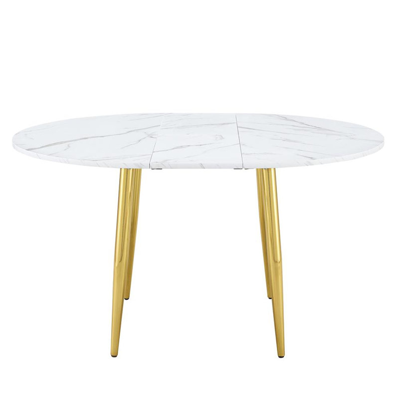 Round Dining Table (White, Gold)