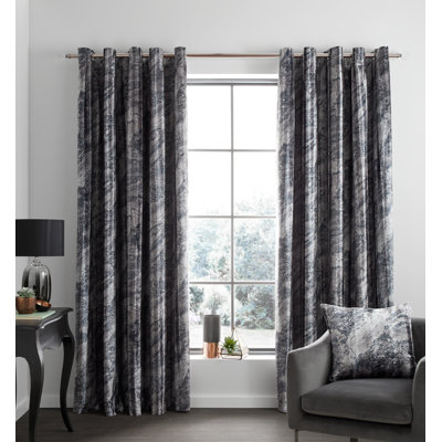 Marble Velvet Eyelet Room Darkening Curtains