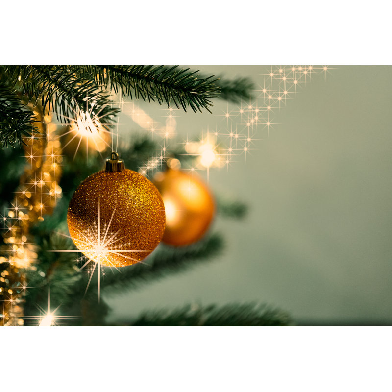 Christmas Decorations On The Branches Fir With Sparkles by Rodicaciorba - Wrapped Canvas Print, 51cm H x 76cm W x 3.8cm D