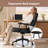 Faux Leather Button Tufted Task Chair, Office Swivel Chair with Padded Armrests-1861830095