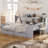 Gray Wooden L-Shape Full Size Daybed With 3 Storage Cabinets, 2 Drawers, Study Desk & Built-In Bookshelf, Multifunctional For Bedroom & Guest Room-997038731-997038734