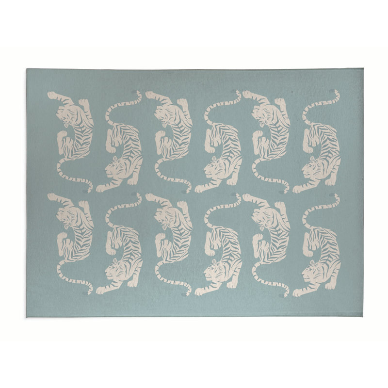 Tapis de cuisine Hey Tiger, Bleu, Rectangle 5 pi x 7 pi