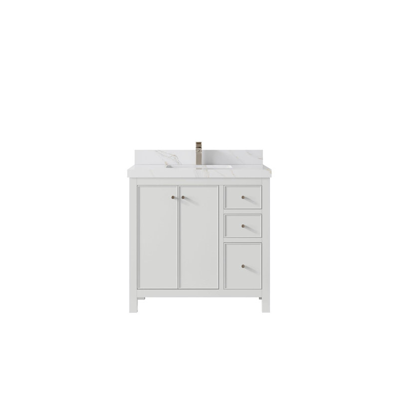 Meuble-lavabo simple avec plateau Chicago 36, Sienne Calacatta