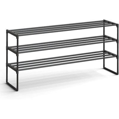 Shoe Rack, 3-Tier Shoe Organizer, Metal Storage Shelf, Upright Or Upside Down, For 20-24 Pairs, Stackable, For Entryway