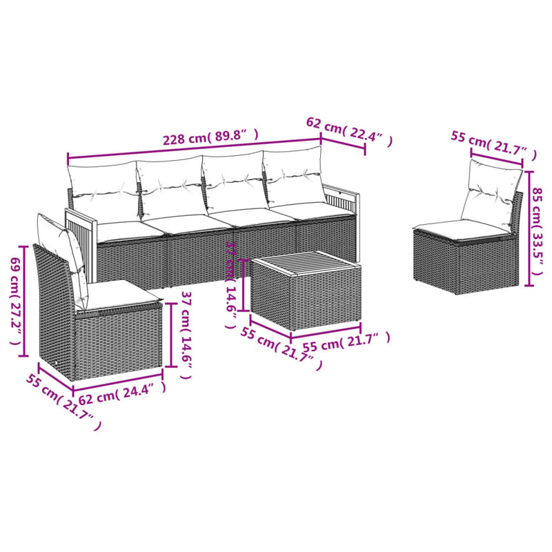  Ensemble de canapé de jardin beige, gris clair