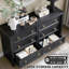 Commode noire, commode 6 tiroirs pour chambre à coucher, commodes de 52 pouces de large avec tiroirs profonds