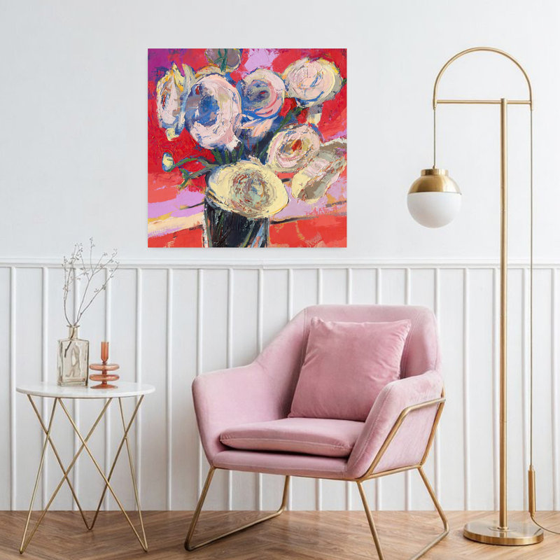 Zangy, art floral contemporain, H 32 po x l 32 po