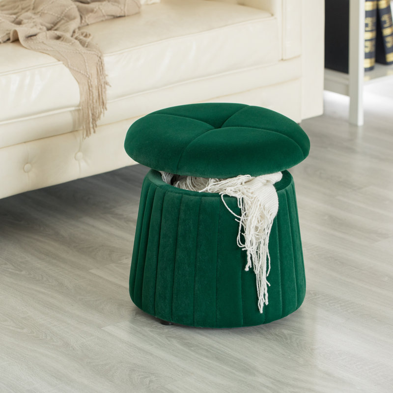 Velvet Ottoman, Green Velvet