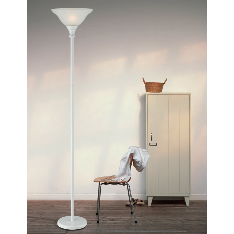 Sagers 70'' Torchiere Floor Lamp, White, White