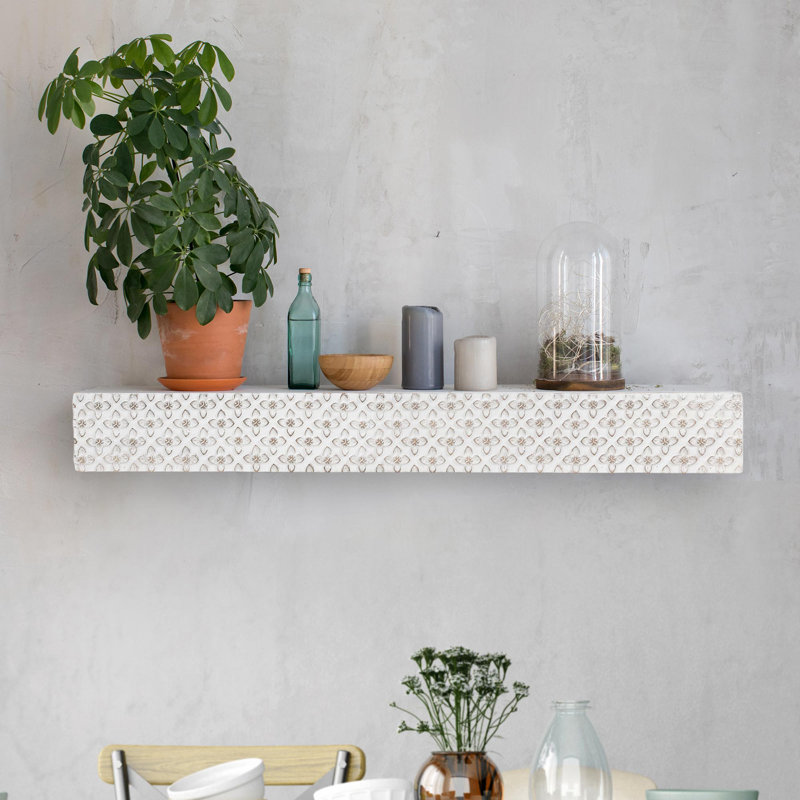 Bucholz Floating Shelf, White, 3" H x 24.25" W x 8.25" D