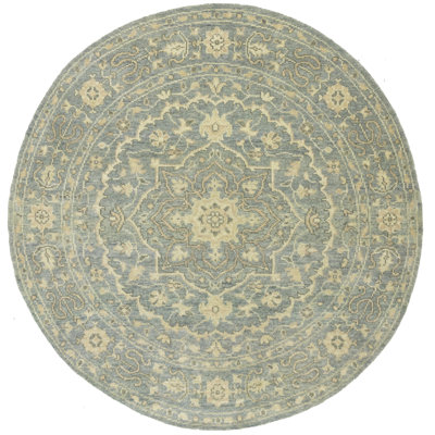 Muted Gray Floral Transitional Oriental Rug