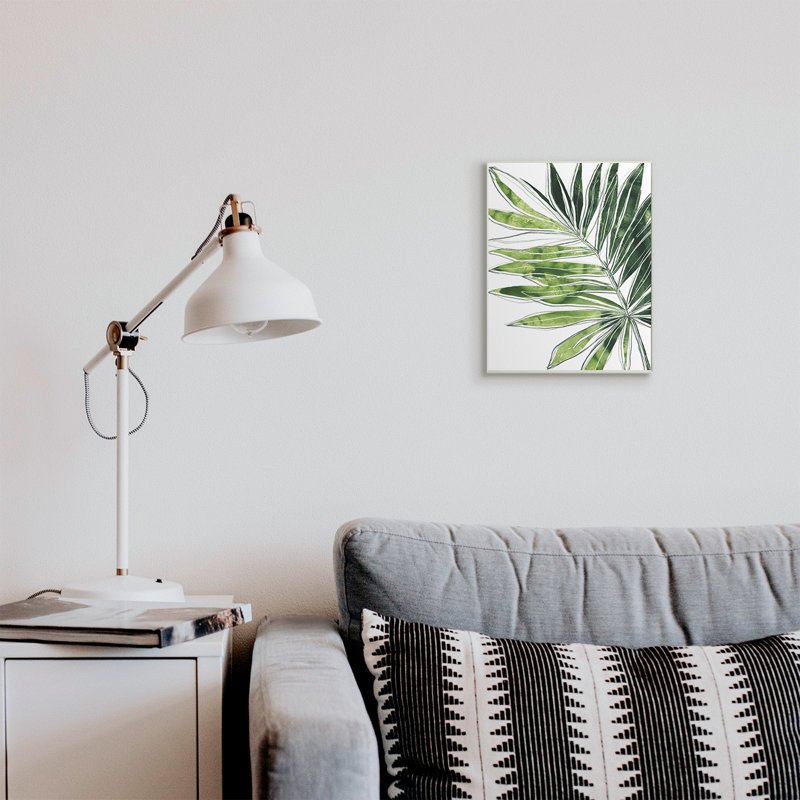 Dessin au trait de palmier tropical vert, Plaque murale, H 15 po x l 10 po