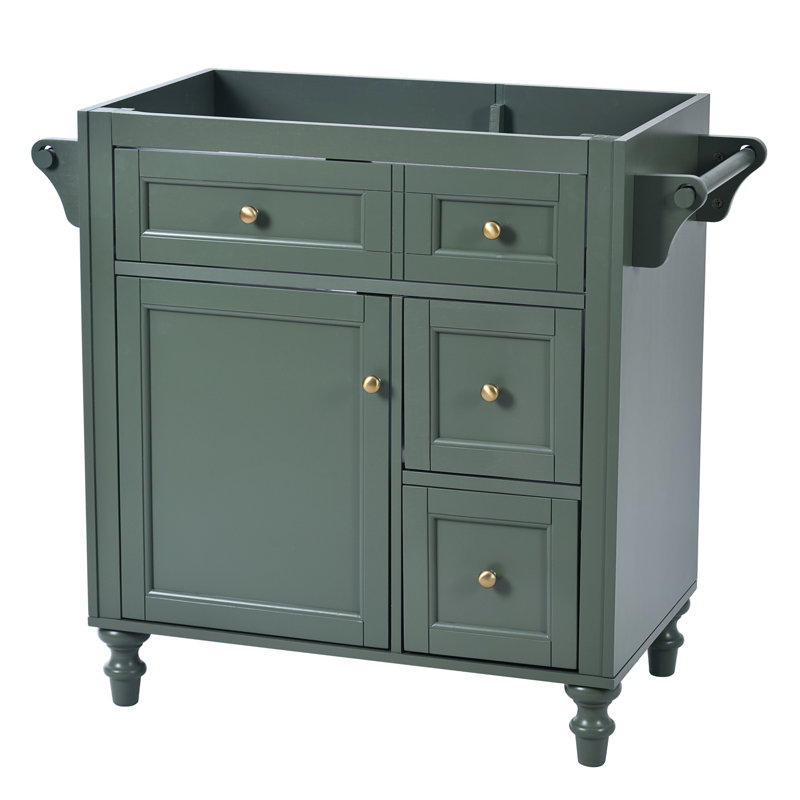 Bathroom Storage Cabinet With 2 Drawers And A Tip-Out Drawer, Green