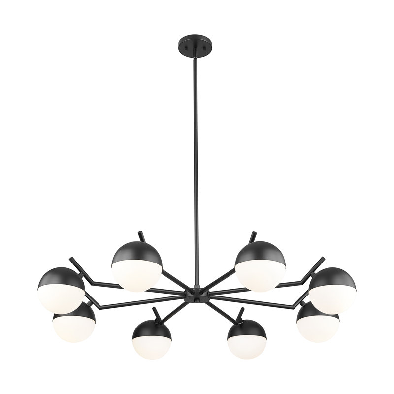 Lustre 8 lumières Trombetta en noir mat, Noir mat