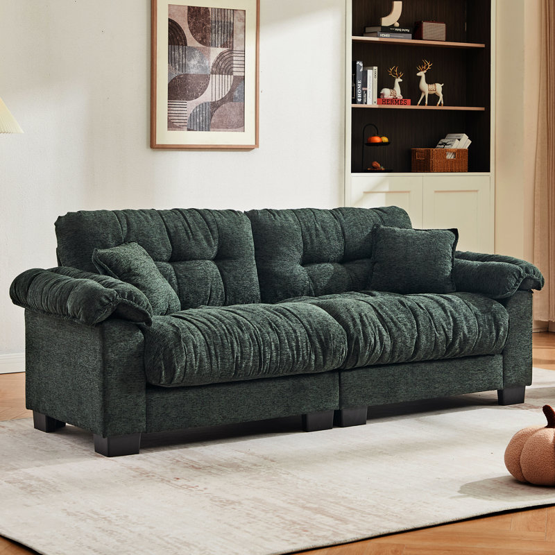 Canapé de style moderne Boneless 90.1In Beige Cloud, Vert