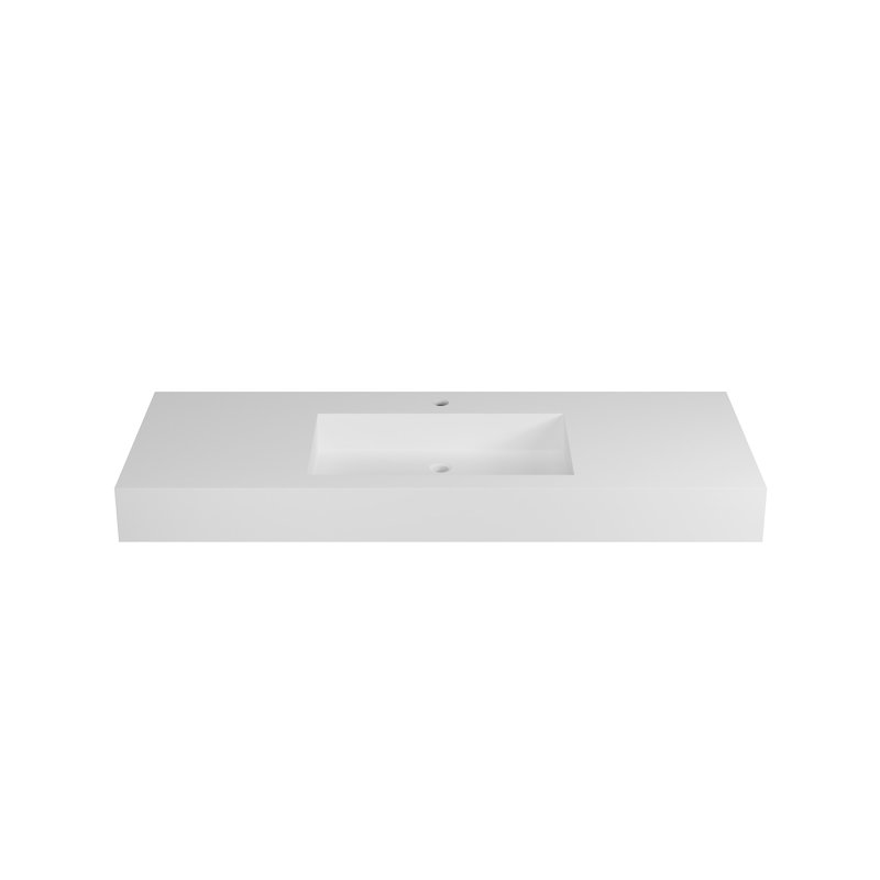 Bathroom Vanity Sink Of Stone Resin Solid Surface - 47.91 In Deep, 18.86 Wide, 4.19 High, 56.15 Lb Adaptable To Arrangements, Stain Material, Wall/ Countertop Setup, Clean Cut Design, Smooth Drainage