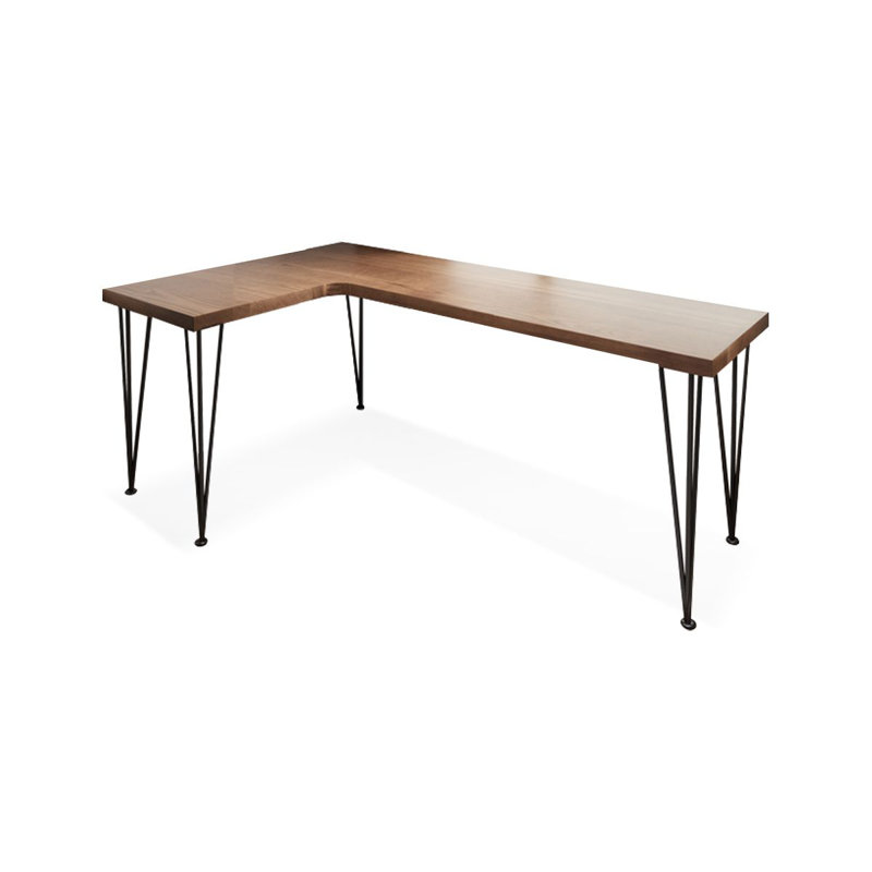 Brown L-Shaped Solid Wood Desks, 29.53" H x 78.74" W x 47.24""D, Left Hand Return