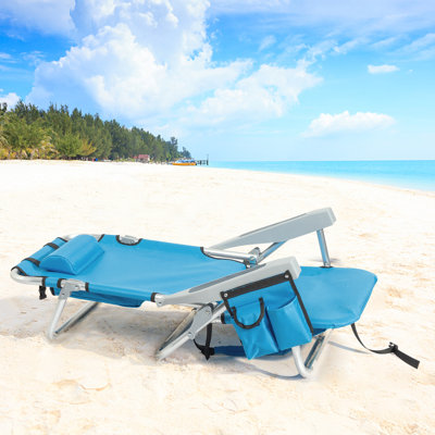 Chaise de plage courte pliable en tissu Oxford, l 24,80 po x P 25,59 po x H 32,28 po, structure en aluminium blanc argenté, capacité de poids de 220 lb