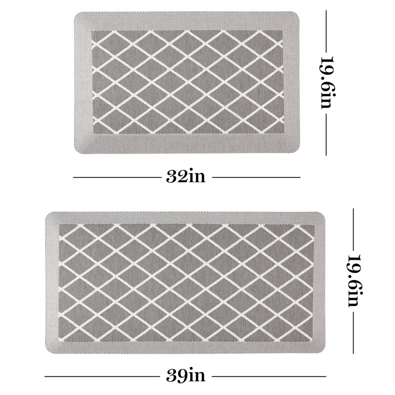 Tapis de cuisine Martha Stewart, Rectangle 1 pi 7,6 po x 2 pi 8 po, Gris clair