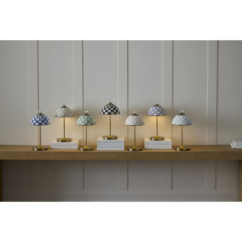 Mocha Check LED Rechargeable Dome Table Lamp
