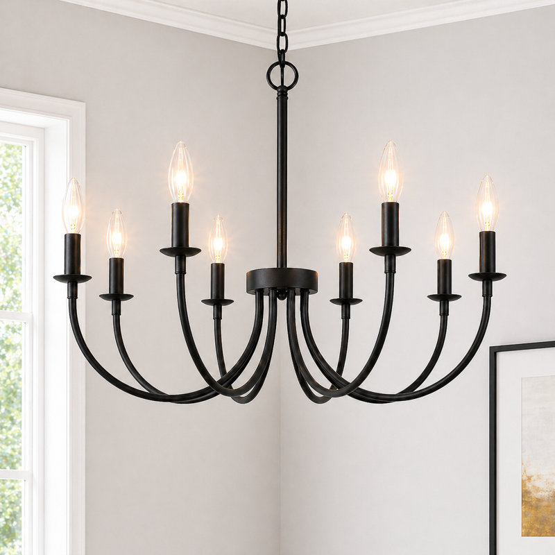 Krustina 8 - Light Dimmable Classic / Traditional Chandelier, Sand Black