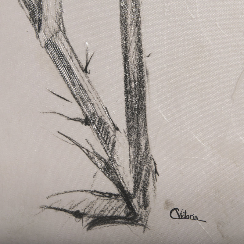 Thistle avec bourdon dessin IV une toile texturée embellie à la main, H 60 po x l 40 po x P 1,5 po