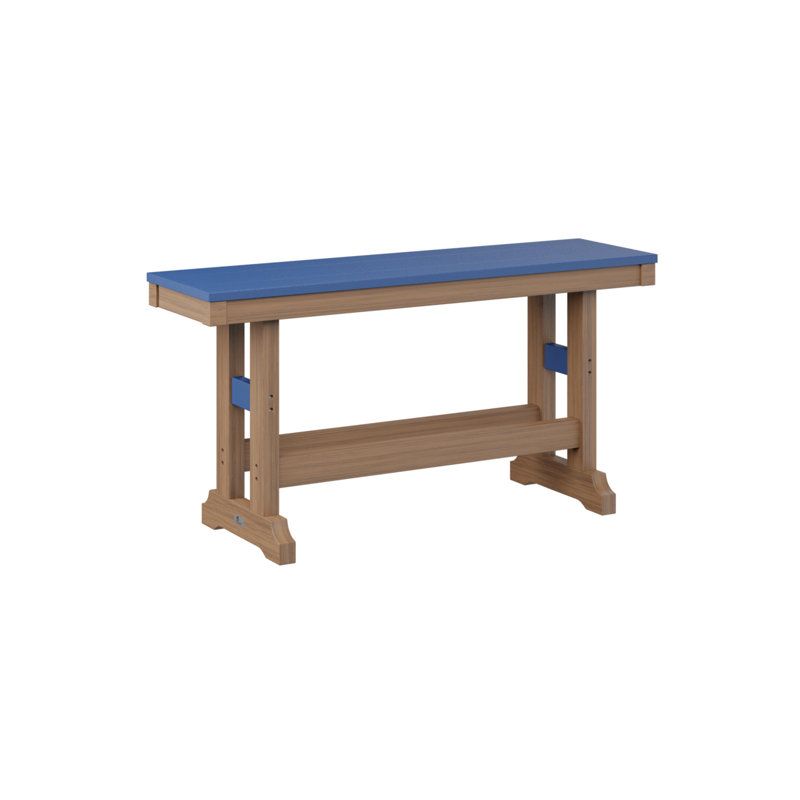 Garden Classic Patio Bench, 23" H x 12.5" W x 44" D, Pacific Blue/Antique Mahogany