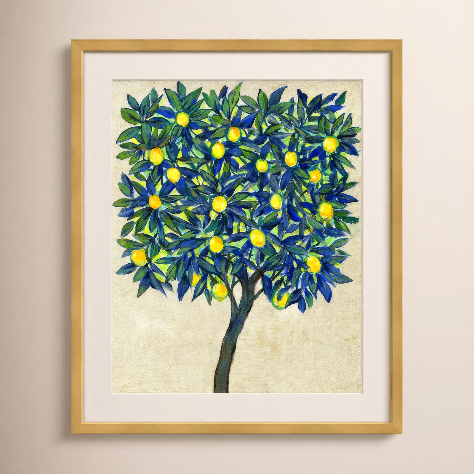 Lemon Tree Composition II by Tim Otoole, 25.17" H x 21.17" W x 0.88" D, Gold